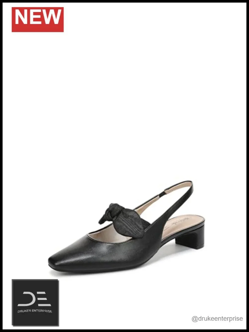Women's Slingback Pumps with Block Heel - Soft System Comfort, Almond Toe